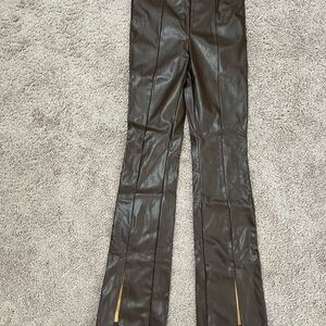 Brown Faux Leather Pants